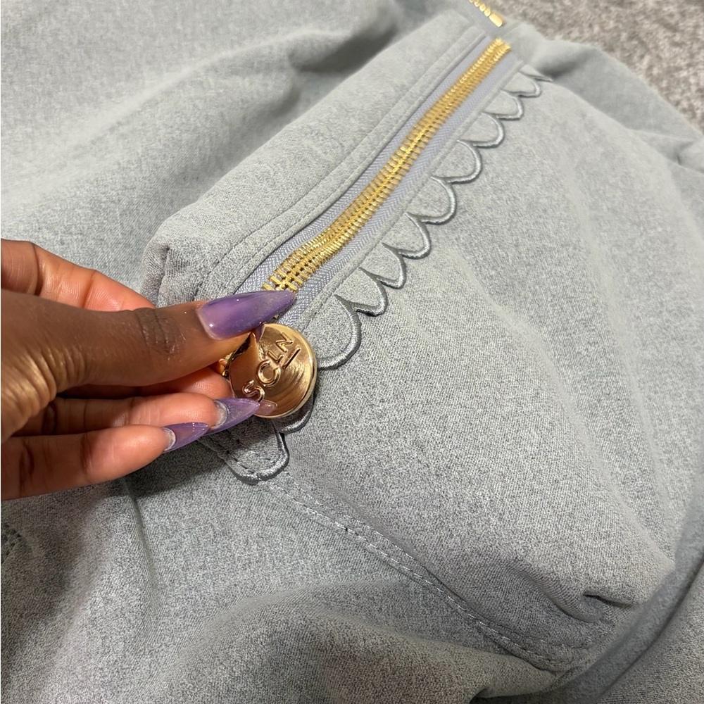 Stoney Clover Lane Gray Backpack with scallops - Picture 3 of 6